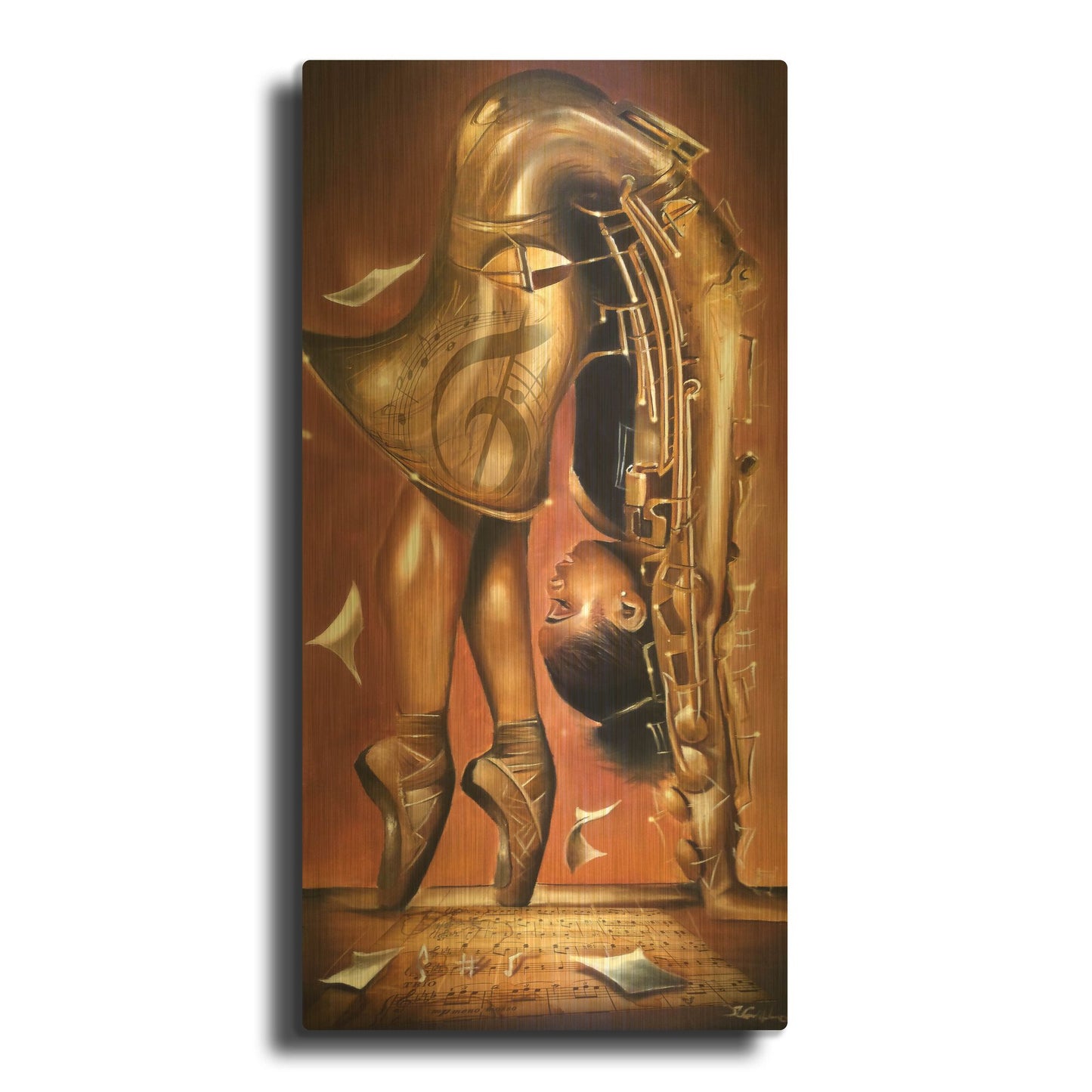 'Balletic Tune' By Salaam Muhammad Gold Metal Wall Art