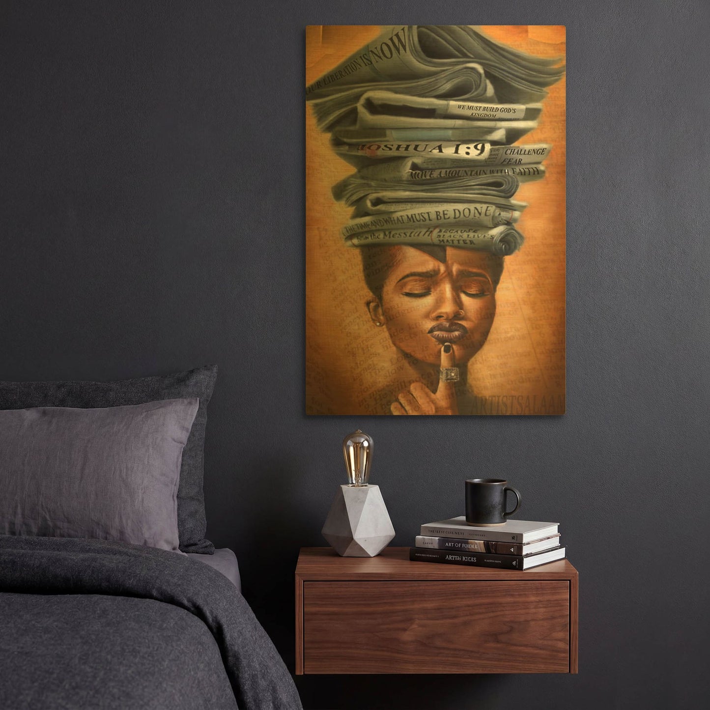 'Liberated Thoughts' By Salaam Muhammad Gold Metal Wall Art