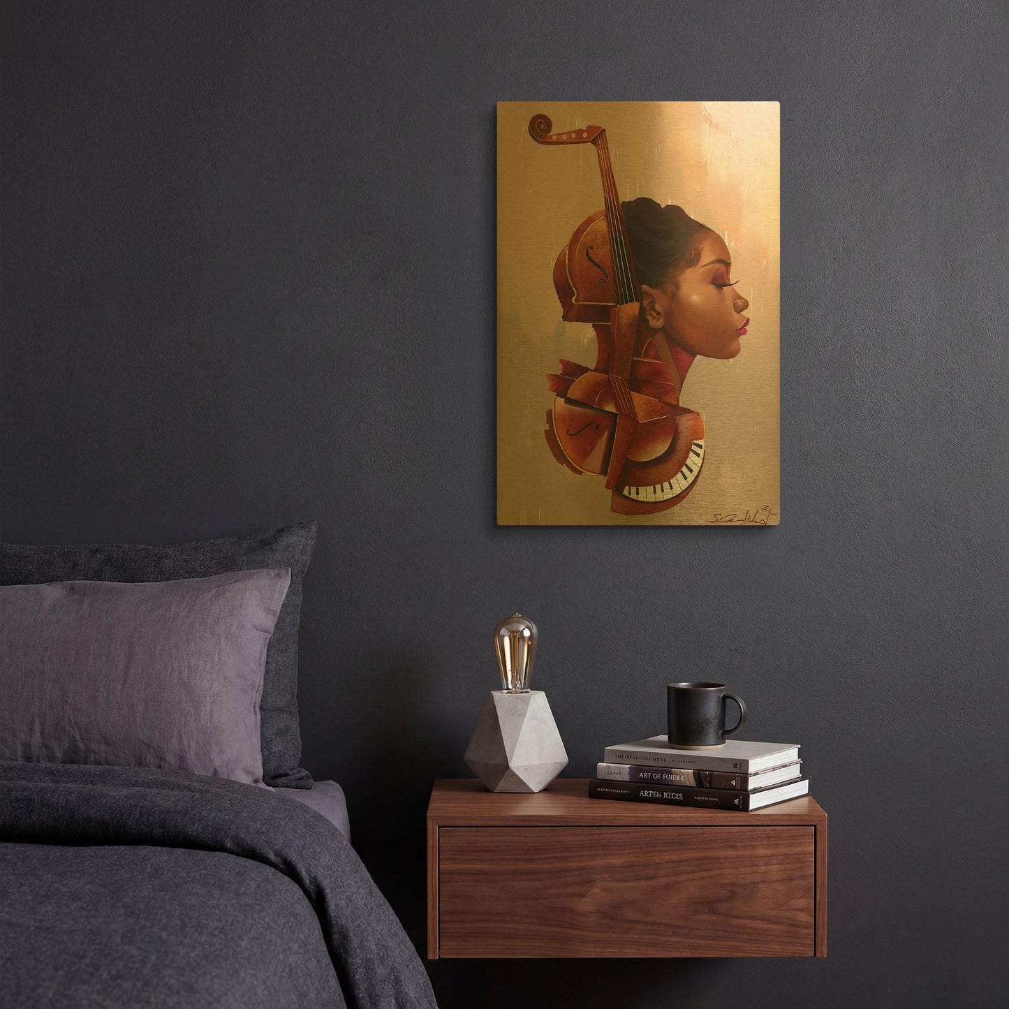 'Amanti Allure' By Salaam Muhammad Gold Metal Wall Art