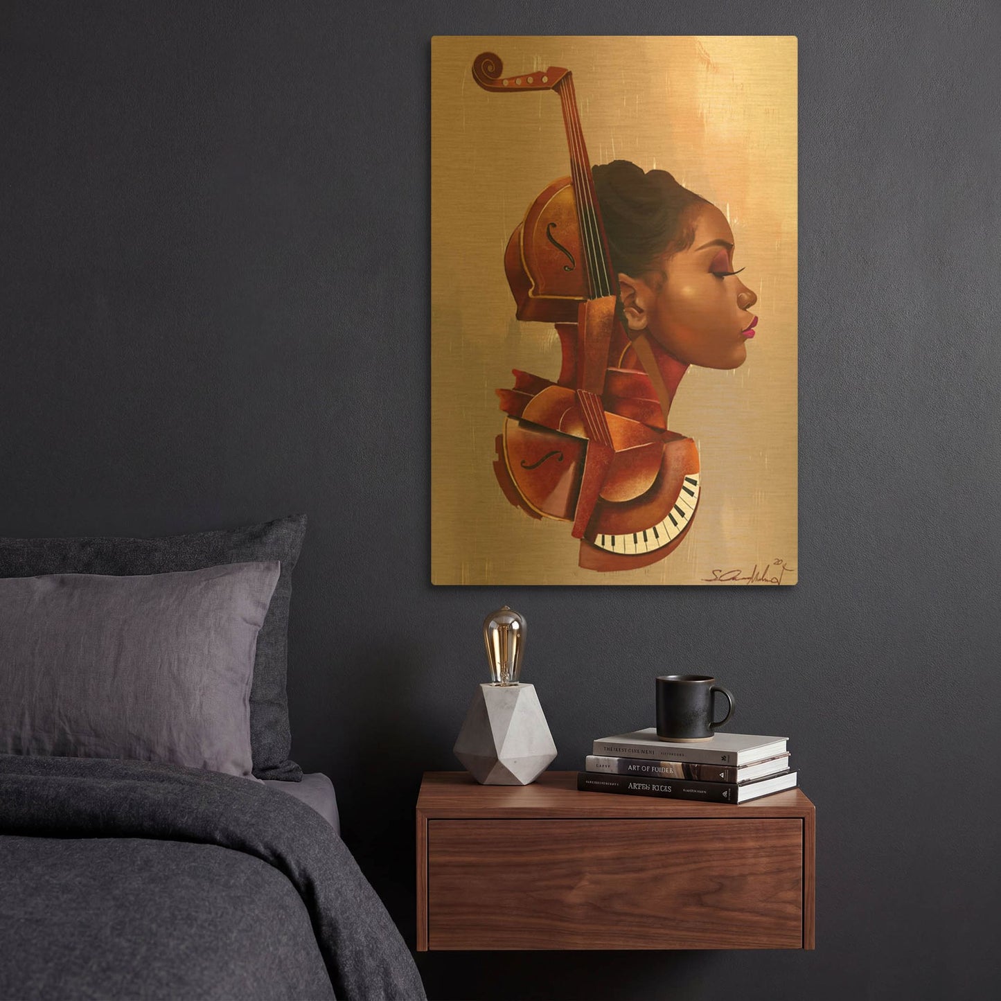 'Amanti Allure' By Salaam Muhammad Gold Metal Wall Art