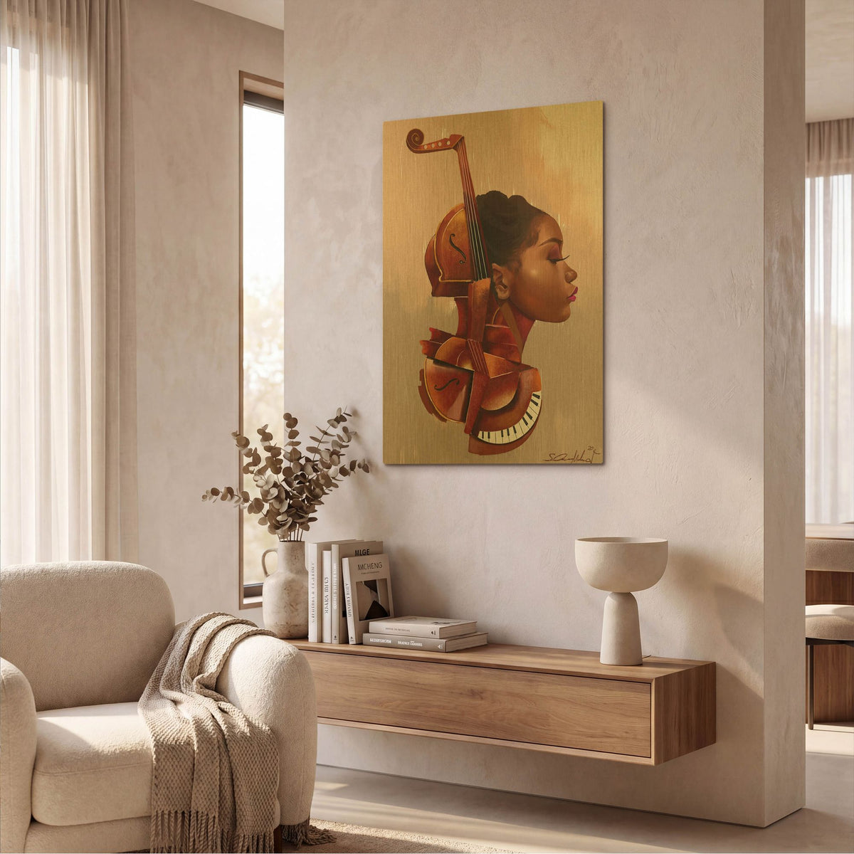 'Amanti Allure' By Salaam Muhammad Gold Metal Wall Art