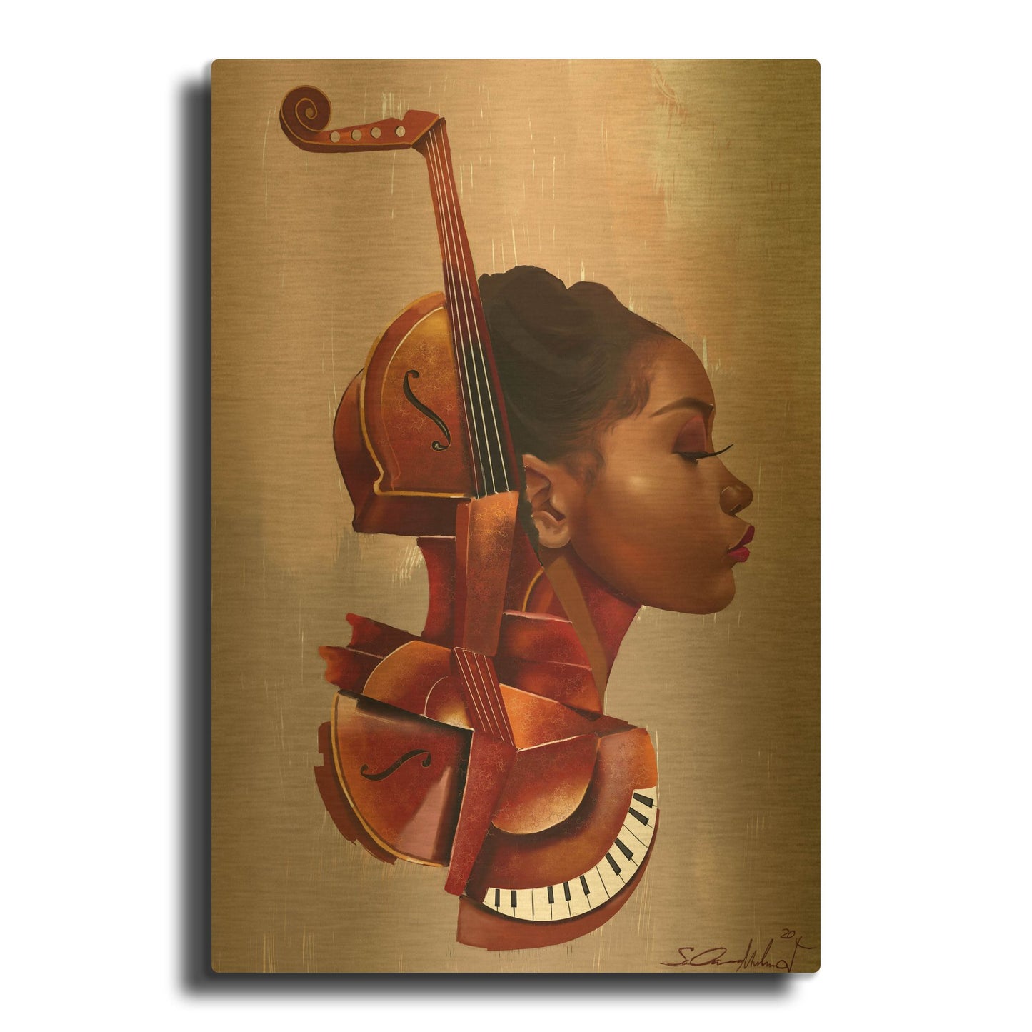 'Amanti Allure' By Salaam Muhammad Gold Metal Wall Art