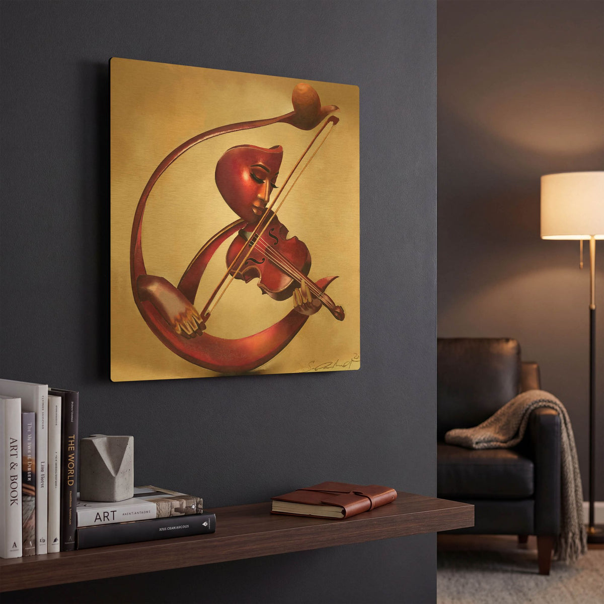 'Ethereal Strings' By Salaam Muhammad Gold Metal Wall Art
