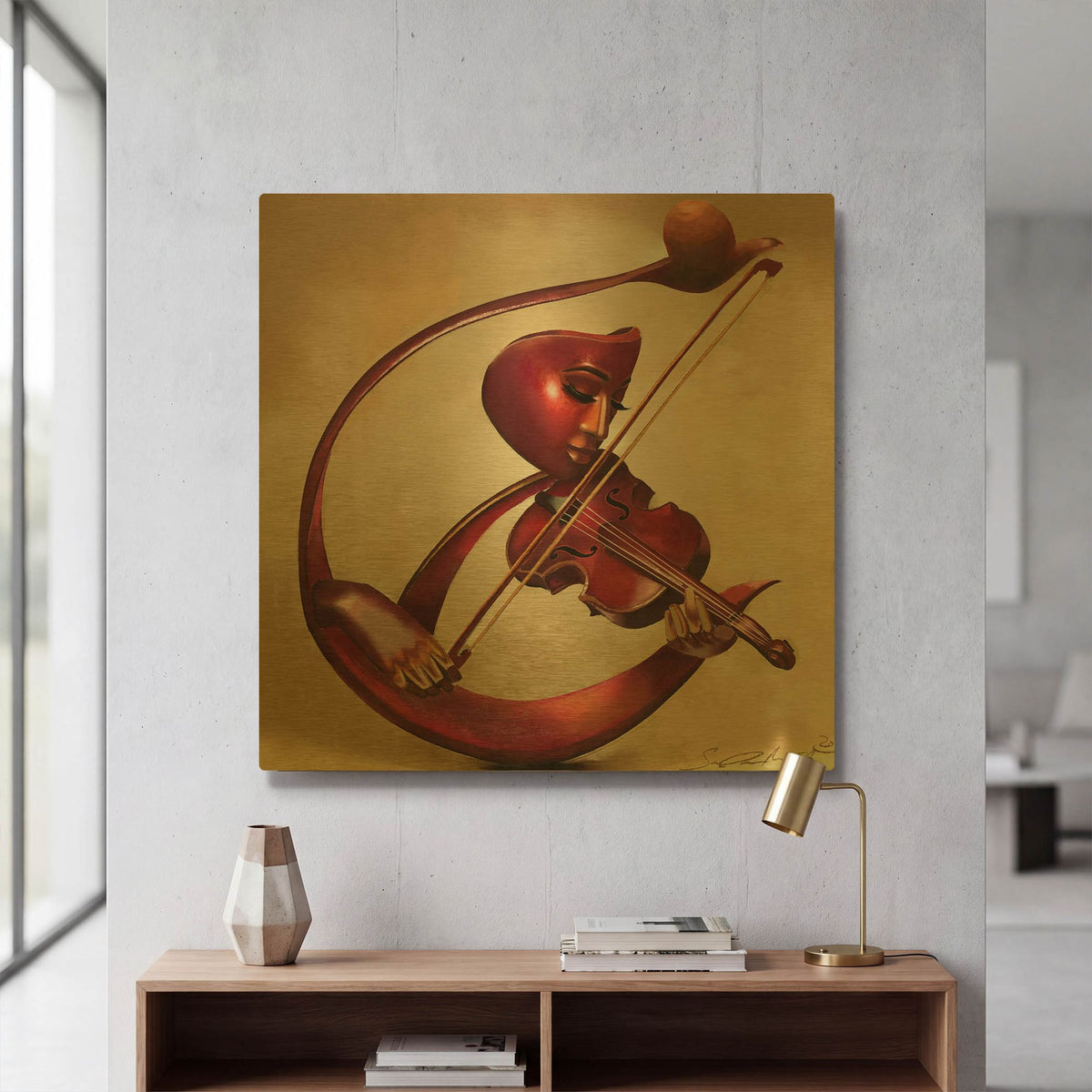 'Ethereal Strings' By Salaam Muhammad Gold Metal Wall Art