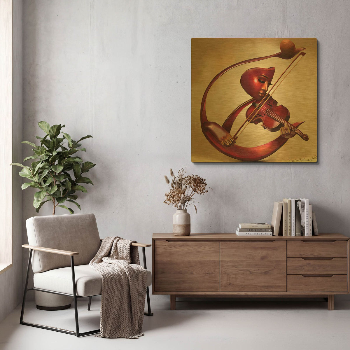 'Ethereal Strings' By Salaam Muhammad Gold Metal Wall Art