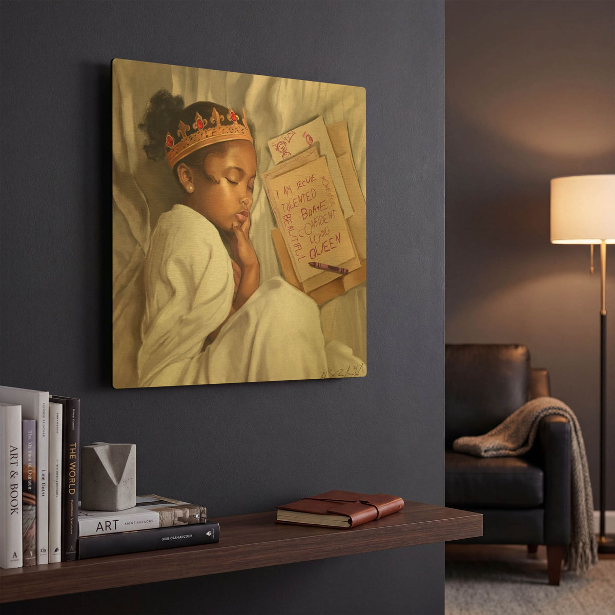 'Even When Im Sleeping Girl' By Salaam Muhammad Gold Metal Wall Art