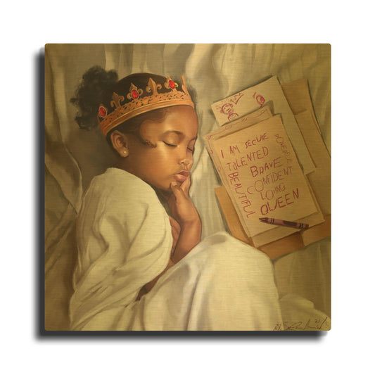 'Even When Im Sleeping Girl' By Salaam Muhammad Gold Metal Wall Art