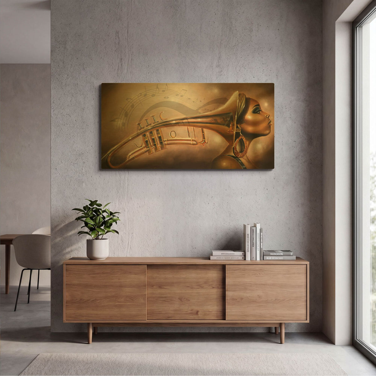 'She Is Music' By Salaam Muhammad Gold Metal Wall Art