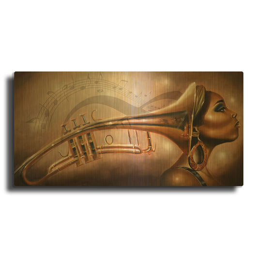 'She Is Music' By Salaam Muhammad Gold Metal Wall Art