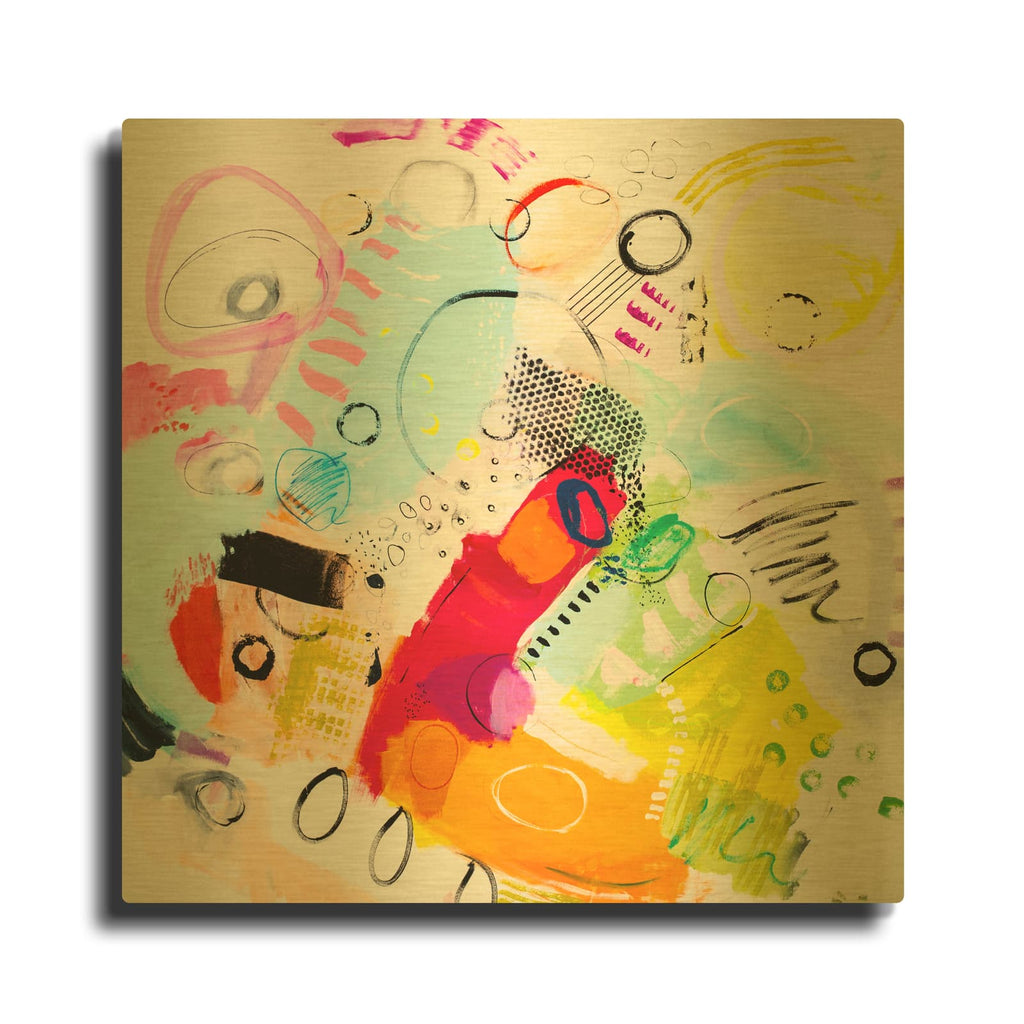 'Silver Lake Series #6' By Serene Greene Gold Metal Wall Art