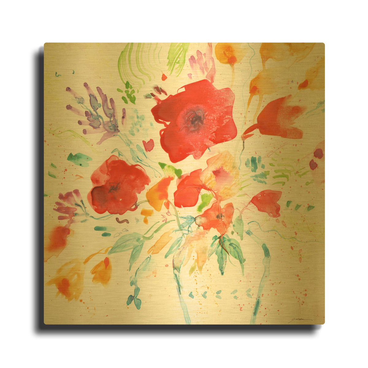'Bright Bouquet' By Sheila Golden Gold Metal Wall Art