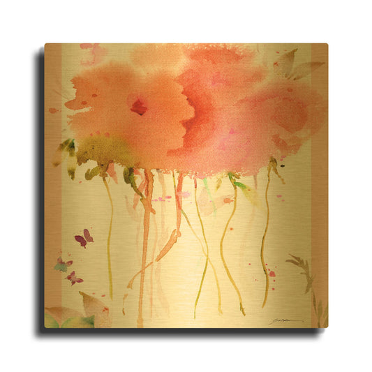 'Butterfly Blossoming' By Sheila Golden Gold Metal Wall Art