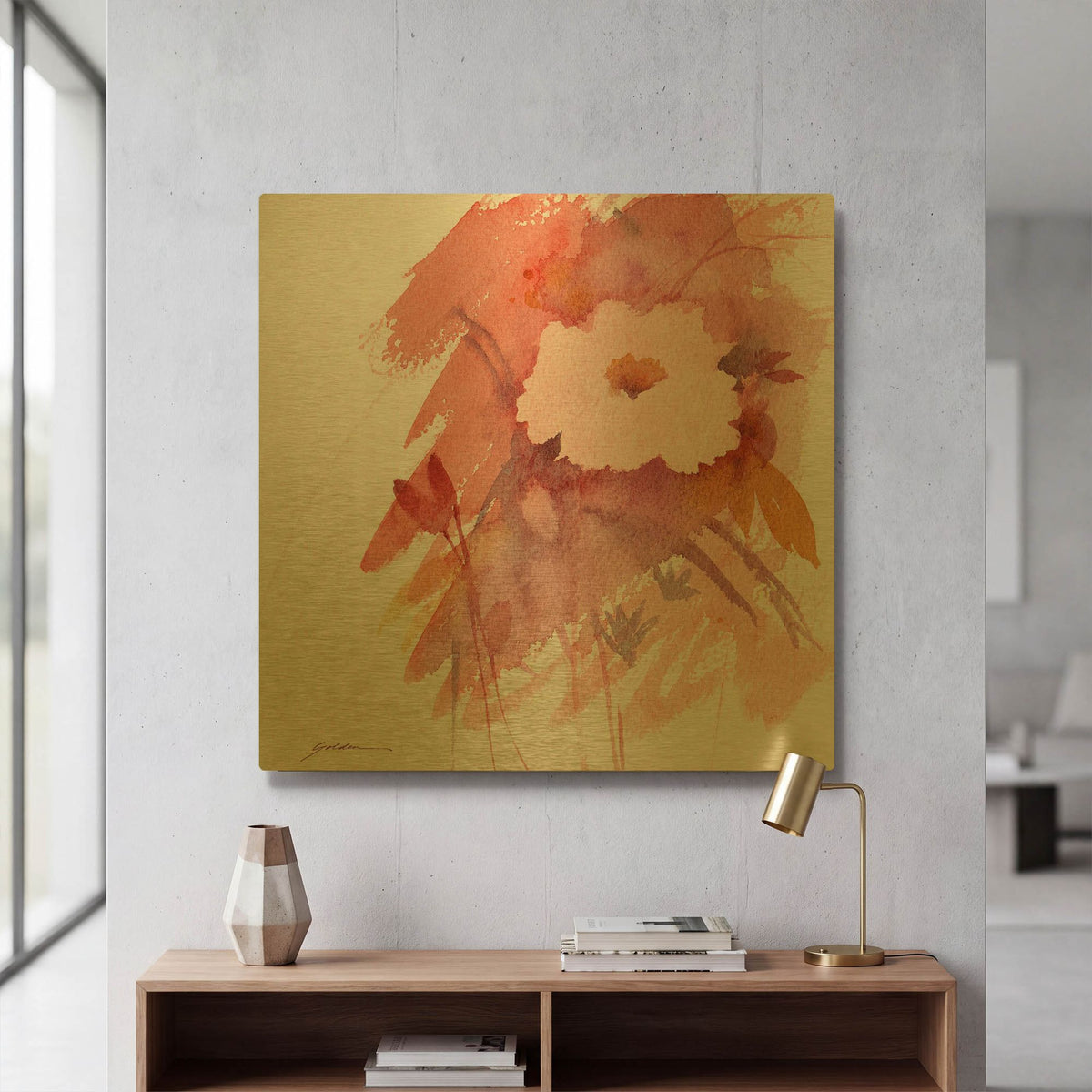 'Coral Rose' By Sheila Golden Gold Metal Wall Art