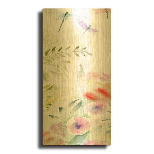 'Flight Of The Dragonfly #1' By Sheila Golden Gold Metal Wall Art