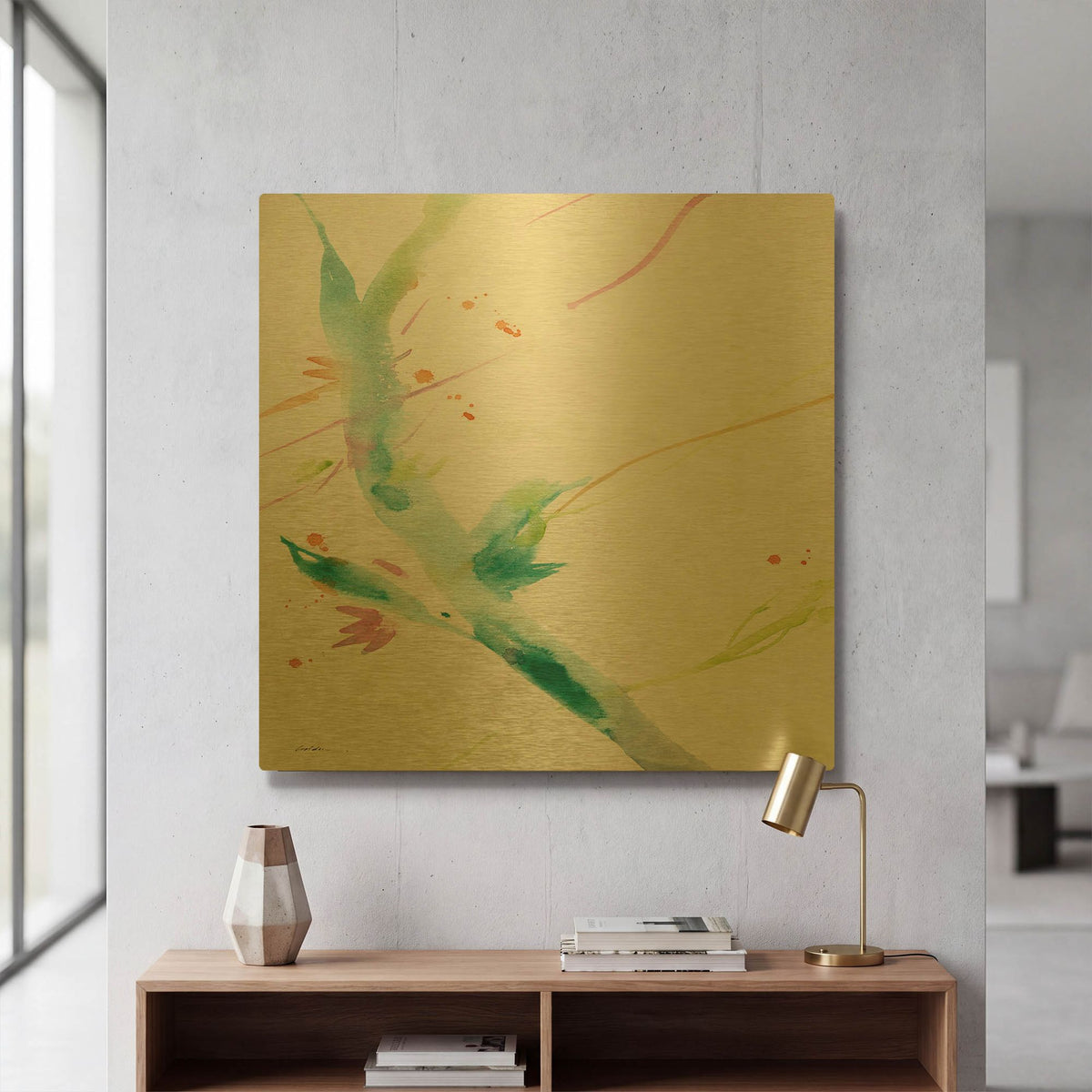 'Leaves Of Teal' By Sheila Golden Gold Metal Wall Art