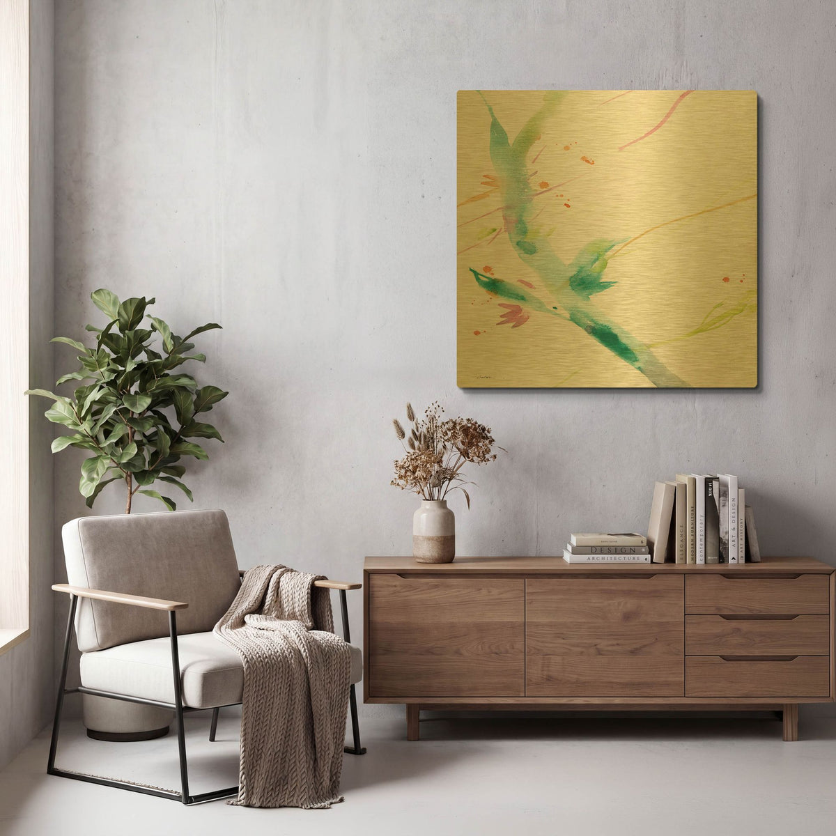'Leaves Of Teal' By Sheila Golden Gold Metal Wall Art