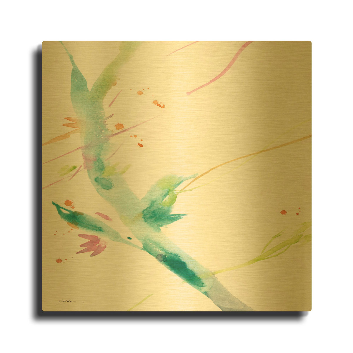 'Leaves Of Teal' By Sheila Golden Gold Metal Wall Art