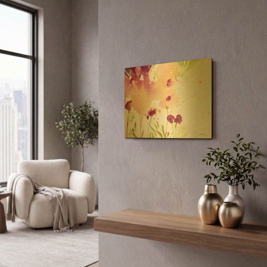 'Maroon' By Sheila Golden Gold Metal Wall Art