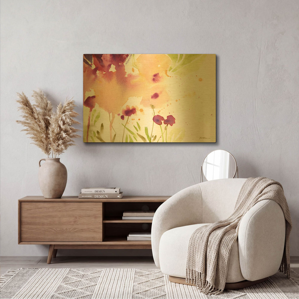 'Maroon' By Sheila Golden Gold Metal Wall Art