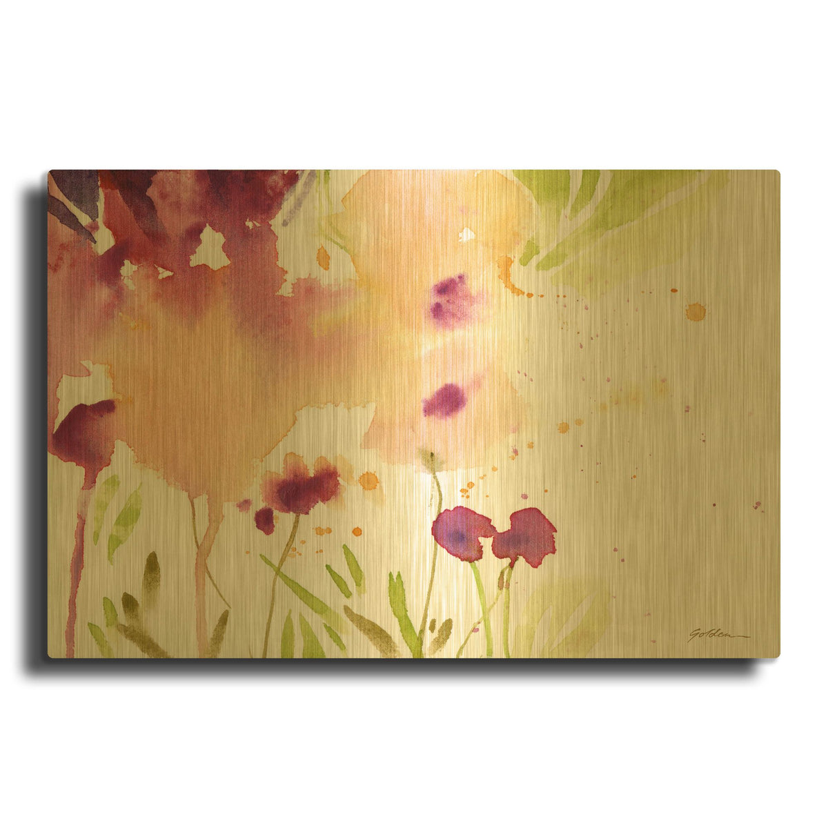 'Maroon' By Sheila Golden Gold Metal Wall Art