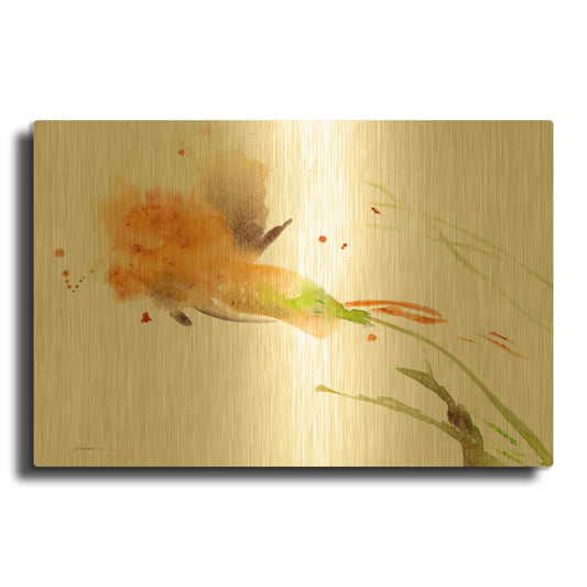 'Ochre Opening' By Sheila Golden Gold Metal Wall Art