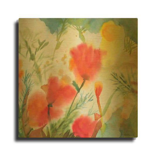 'Orange Poppy Reverie' By Sheila Golden Gold Metal Wall Art