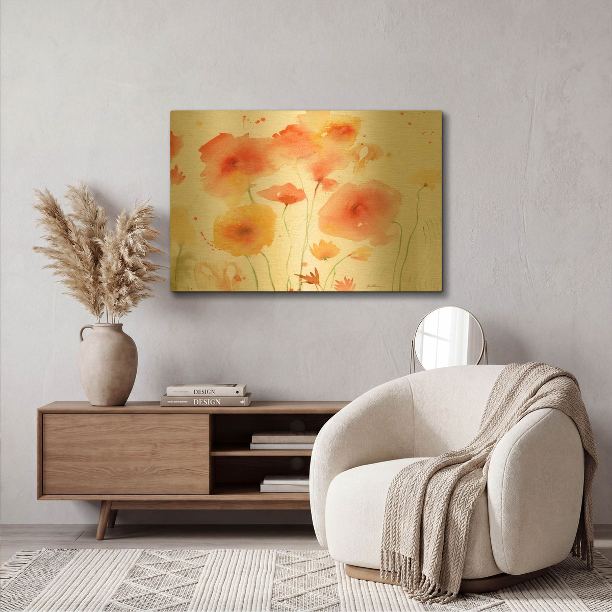 'Orange Yellow' By Sheila Golden Gold Metal Wall Art