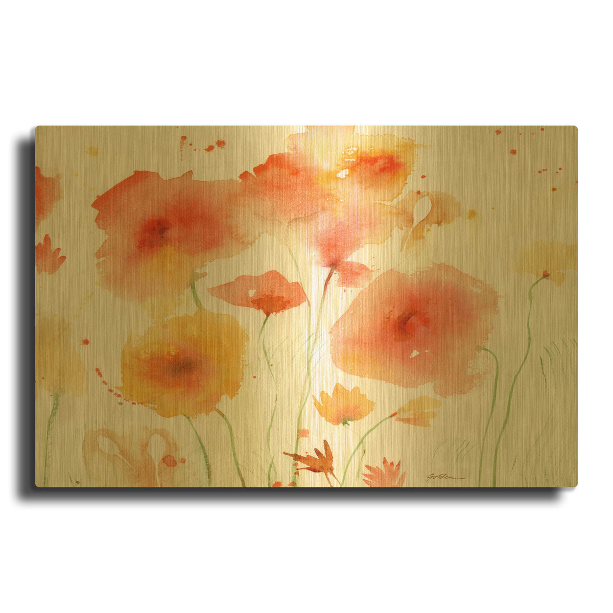 'Orange Yellow' By Sheila Golden Gold Metal Wall Art
