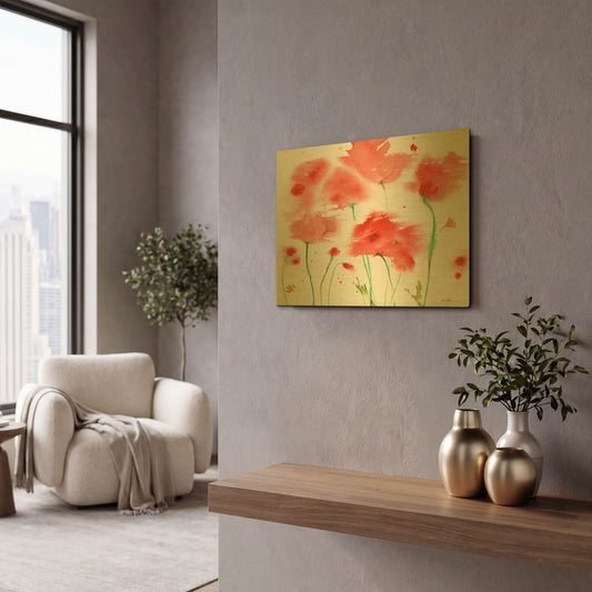 'Poppy Reds' By Sheila Golden Gold Metal Wall Art
