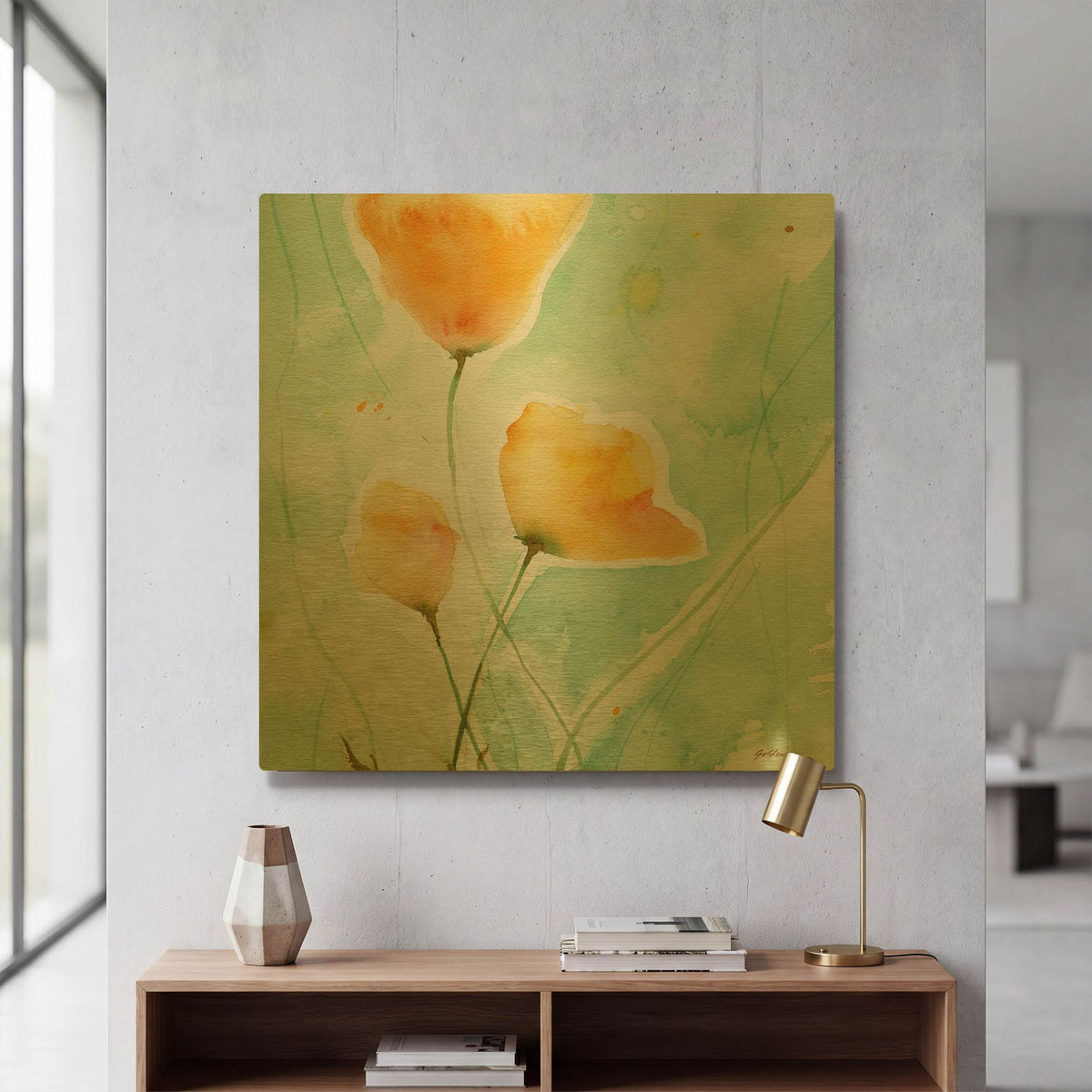 'Precious Poppies' By Sheila Golden Gold Metal Wall Art