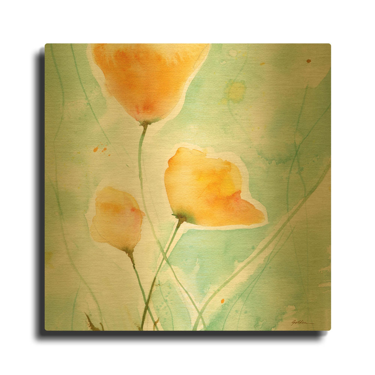 'Precious Poppies' By Sheila Golden Gold Metal Wall Art