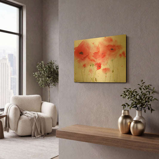 'Red Poppies' By Sheila Golden Gold Metal Wall Art