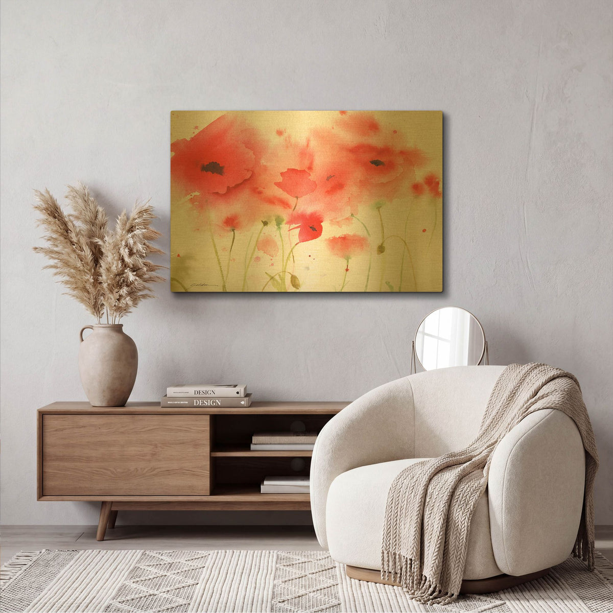 'Red Poppies' By Sheila Golden Gold Metal Wall Art