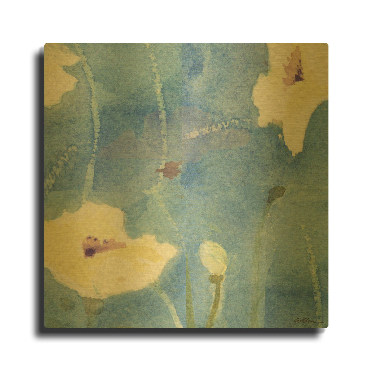 'White Poppy' By Sheila Golden Gold Metal Wall Art