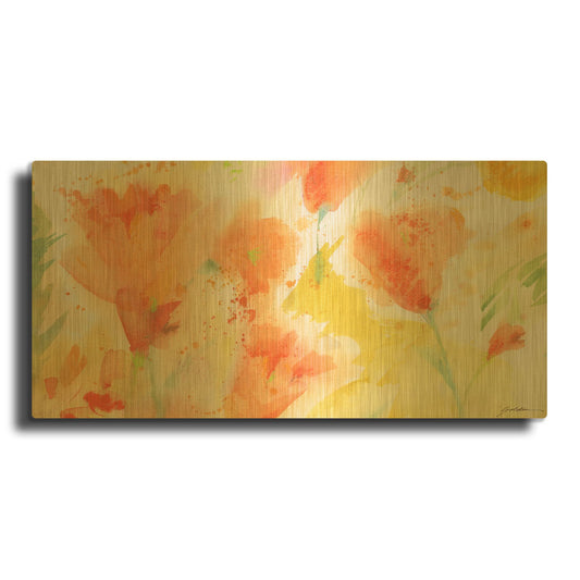 'Windblown Poppies #1' By Sheila Golden Gold Metal Wall Art