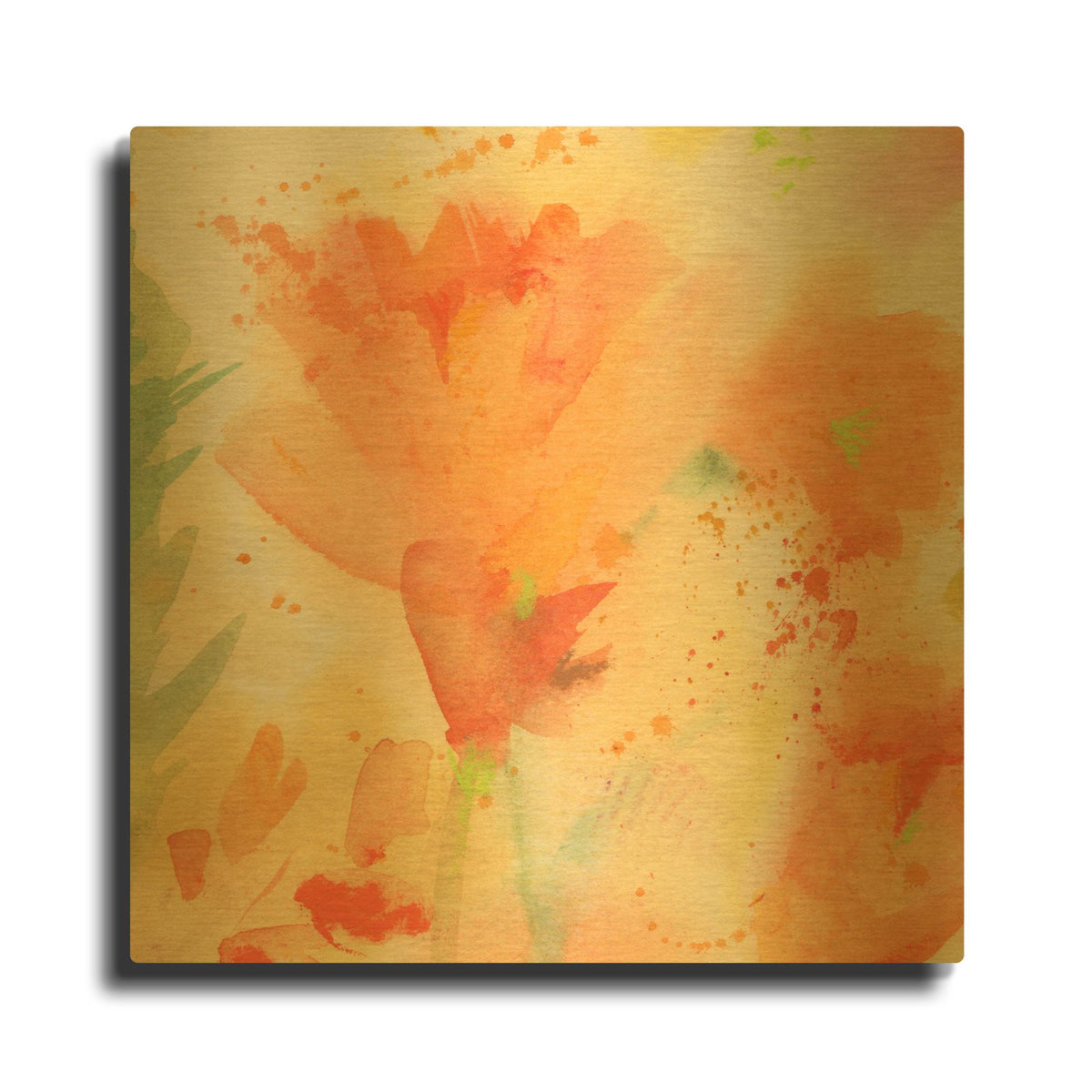 'Windblown Poppies #2' By Sheila Golden Gold Metal Wall Art