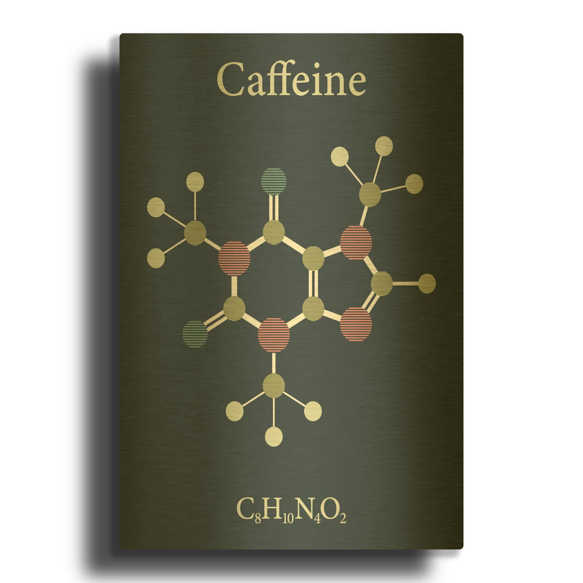 'Caffeine Molecule' By Maxim Gold Metal Wall Art