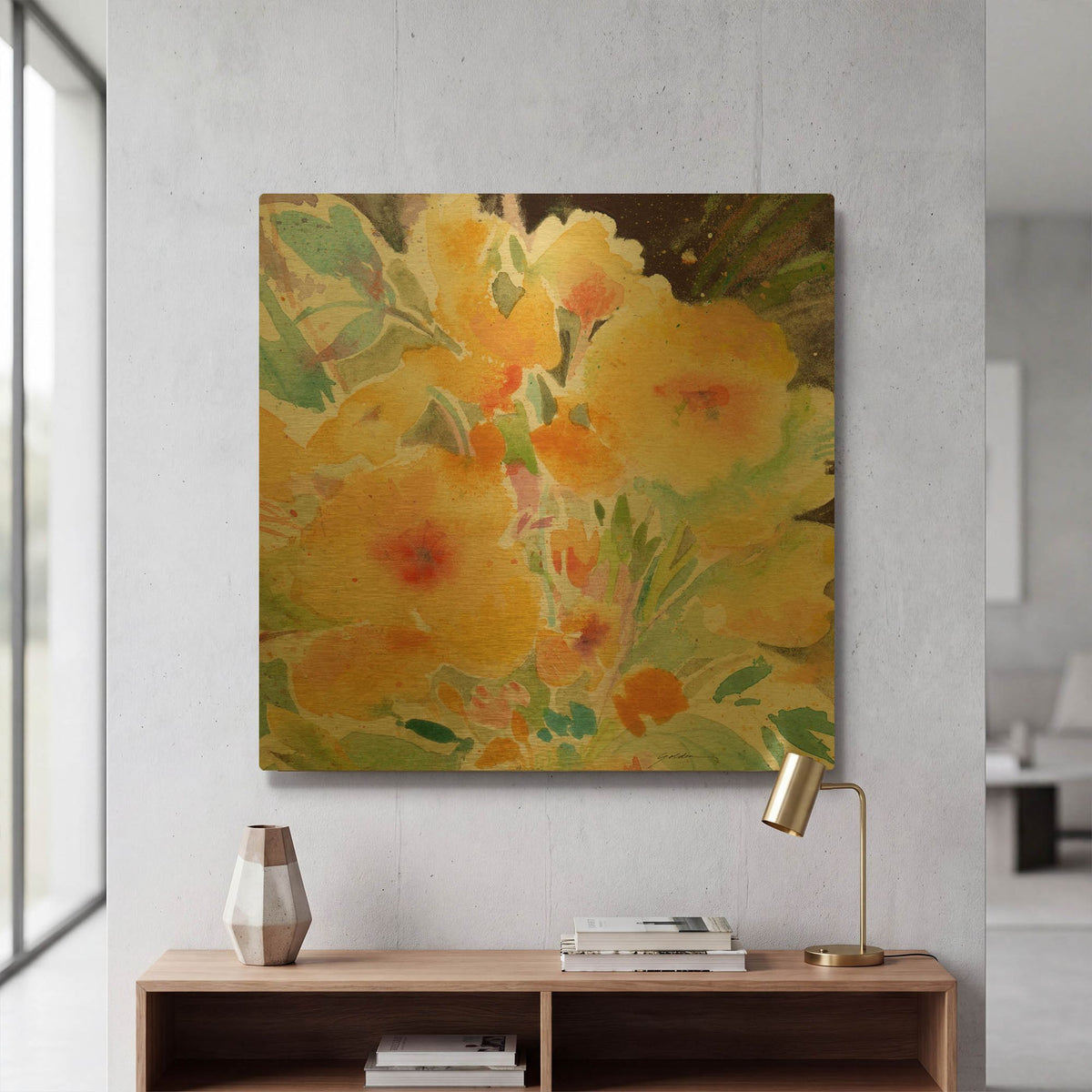 'Yellow Bouquet' By Sheila Golden Gold Metal Wall Art