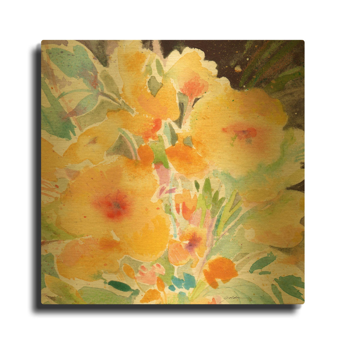 'Yellow Bouquet' By Sheila Golden Gold Metal Wall Art