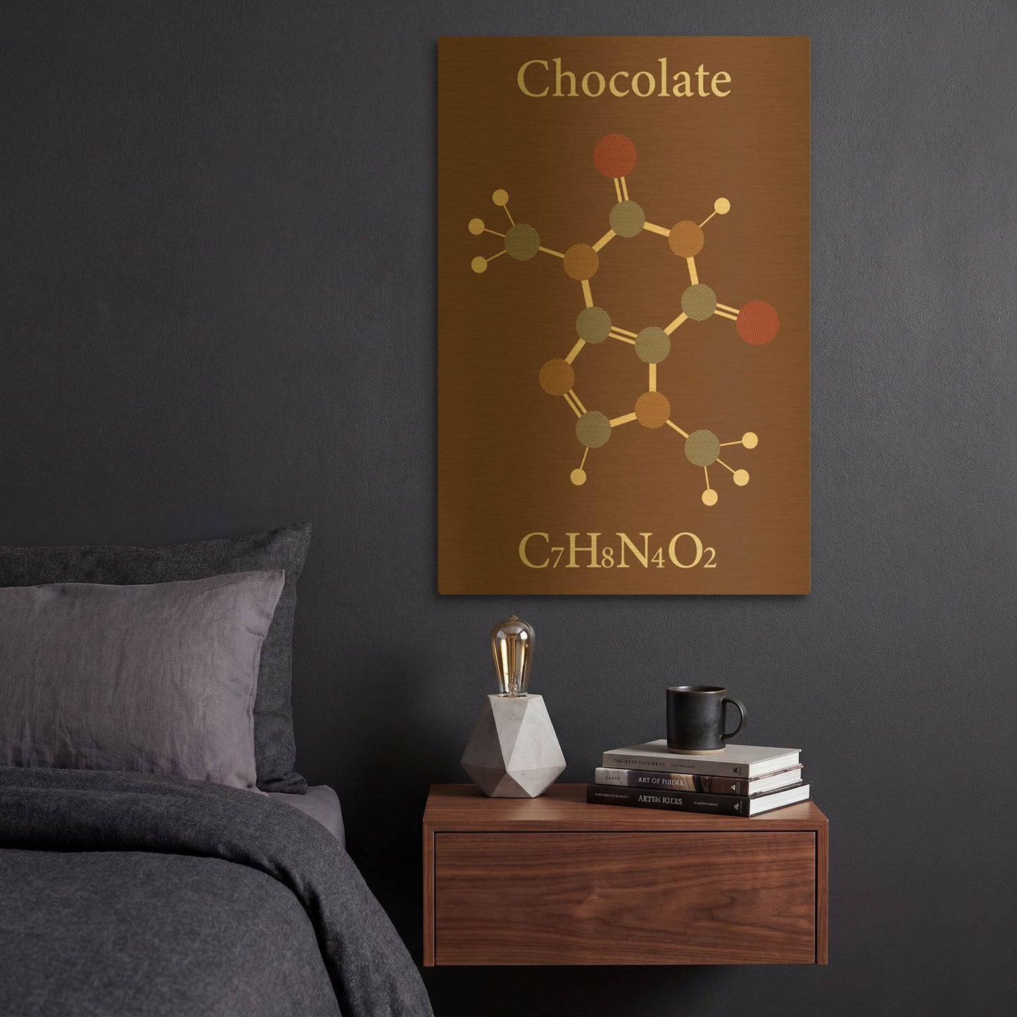 'Chocolate Molecule' By Maxim Gold Metal Wall Art