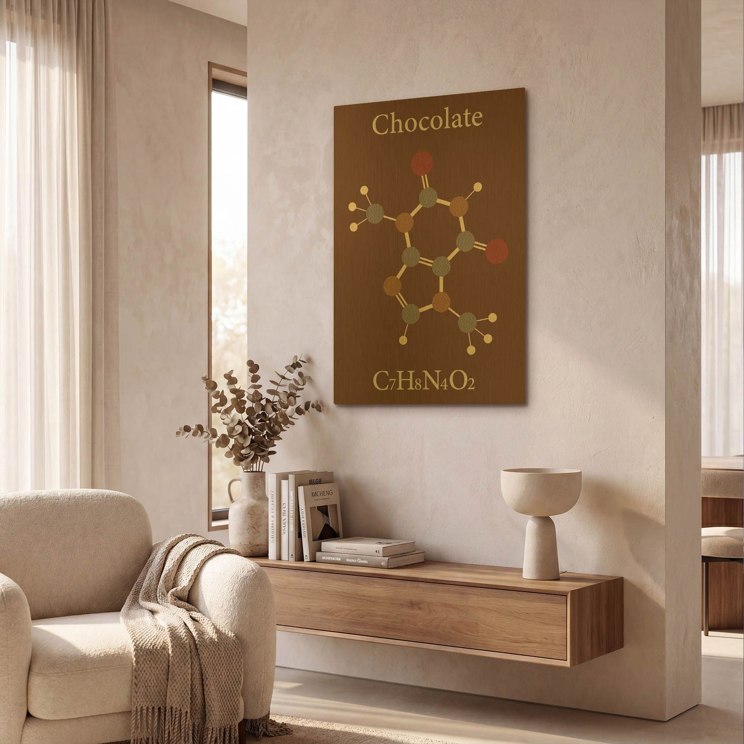 'Chocolate Molecule' By Maxim Gold Metal Wall Art