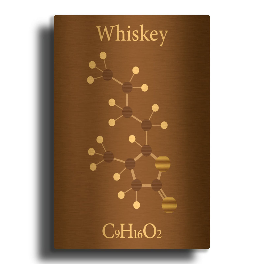 'Whiskey Molecule' By Maxim Gold Metal Wall Art