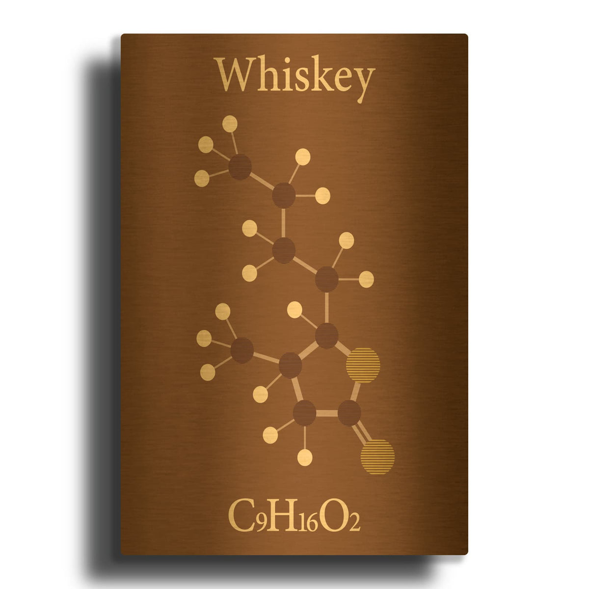 'Whiskey Molecule' By Maxim Gold Metal Wall Art