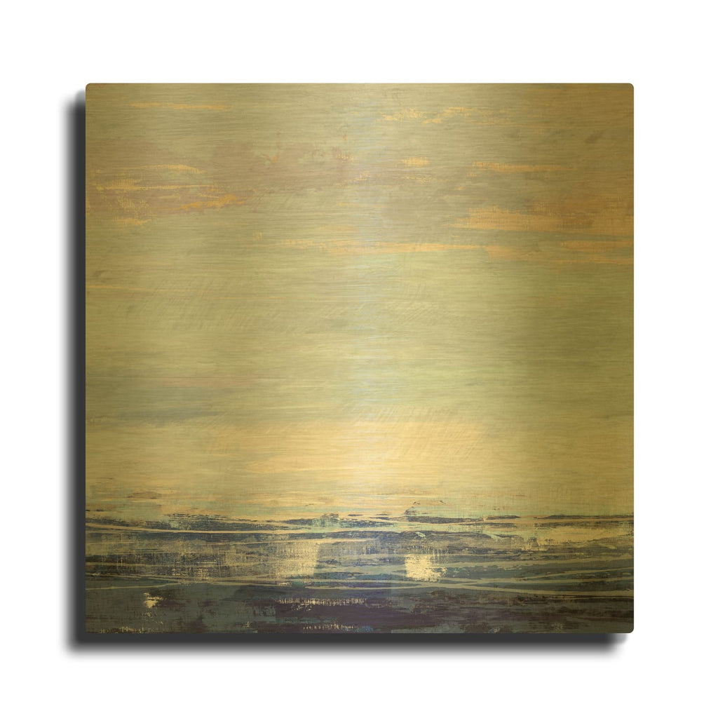 'Blue Wave No 1' By Suzanne Nicoll Gold Metal Wall Art