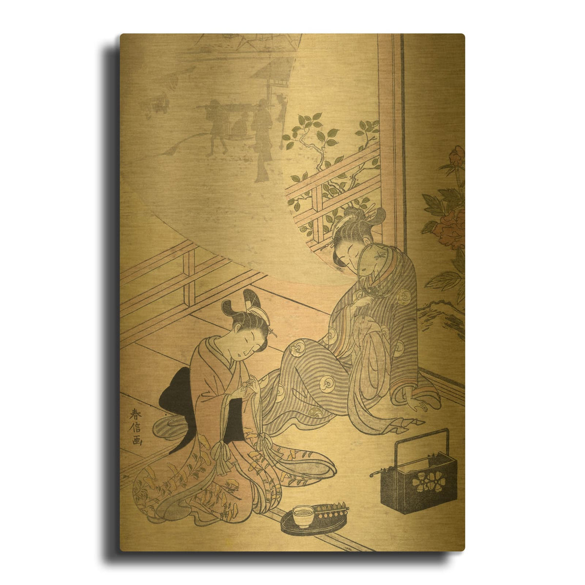 'Courtesan Dreaming' By Suzuki Harunobu Gold Metal Wall Art