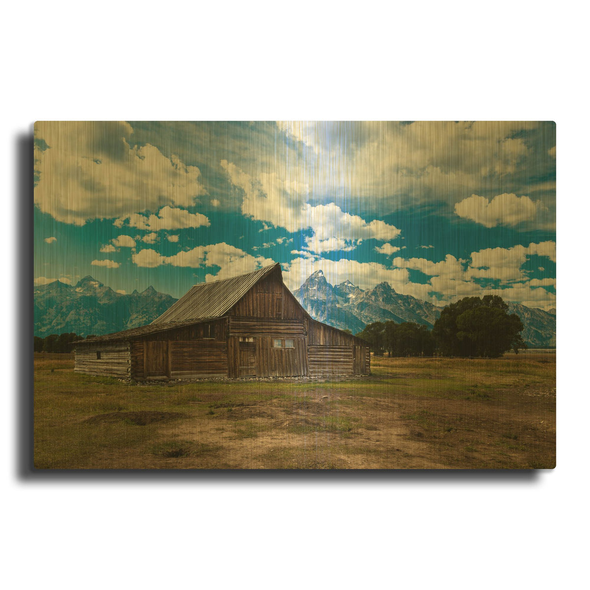 'Grand Teton Barn I' By Tim Oldford Gold Metal Wall Art