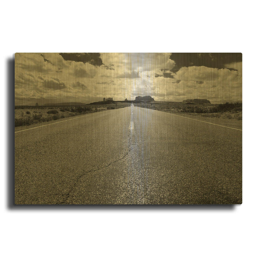'Monument Valley Road' By Tim Oldford Gold Metal Wall Art