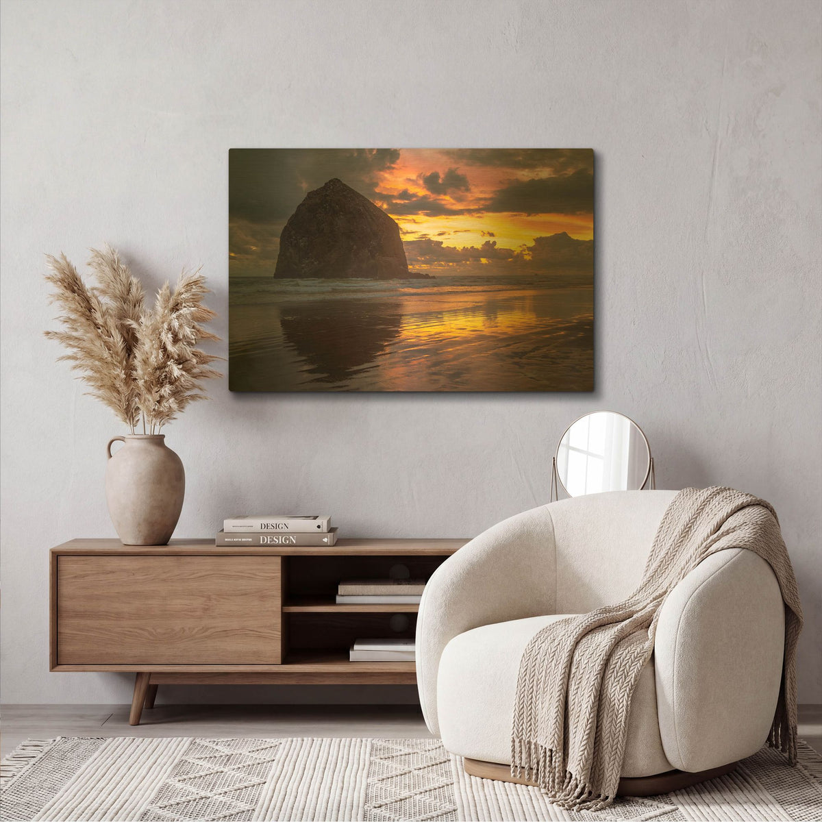 'Cannon Beach Sunset' By Tim Oldford Gold Metal Wall Art