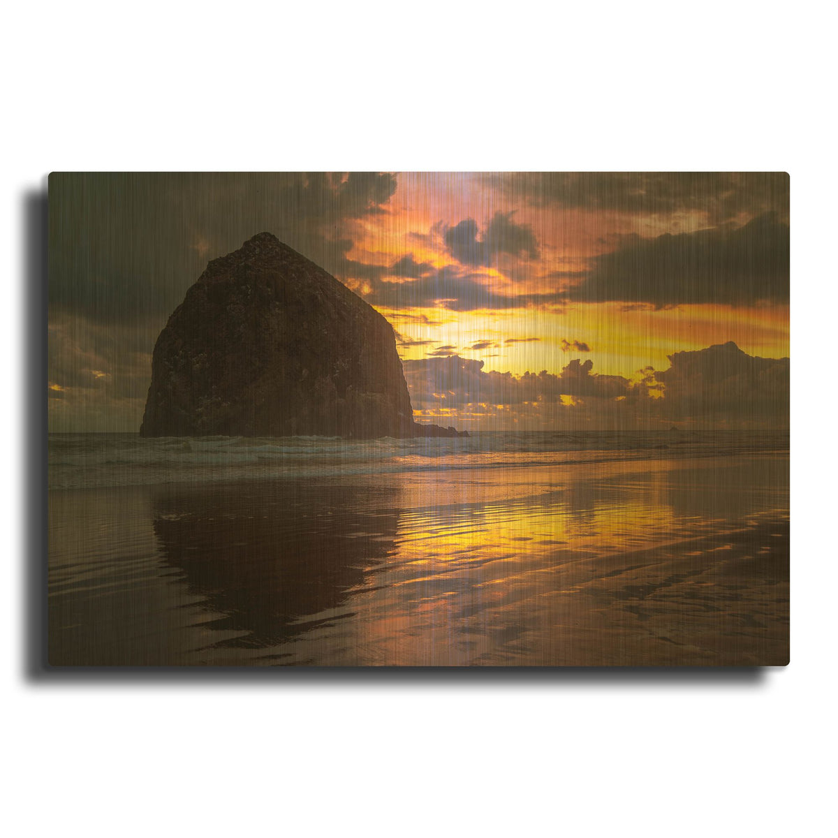 'Cannon Beach Sunset' By Tim Oldford Gold Metal Wall Art