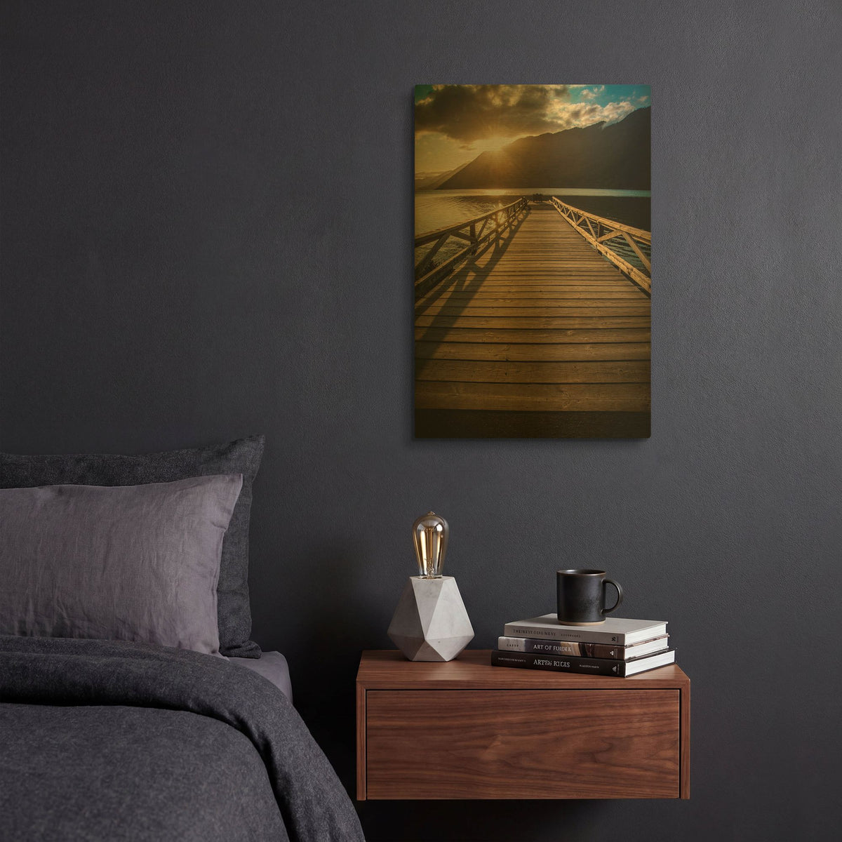 'Crescent Lake Sunset' By Tim Oldford Gold Metal Wall Art